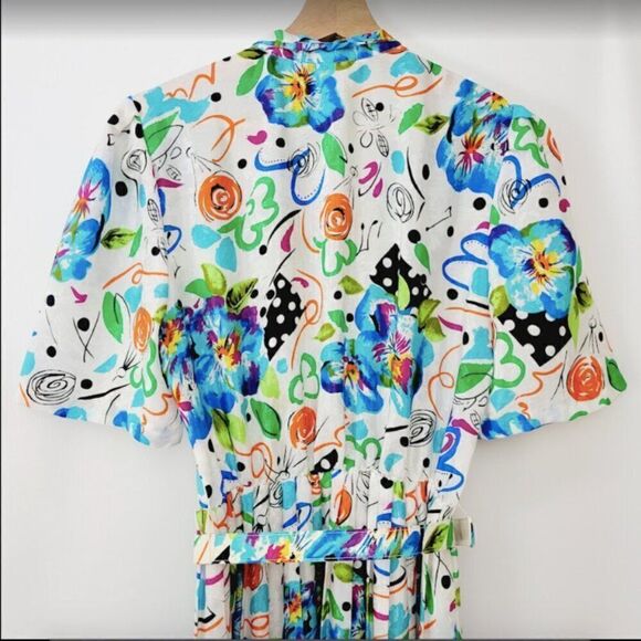 Leo Danal Vintage Belted Short Sleeve Button Down Celebration Dress - Picture 10 of 12